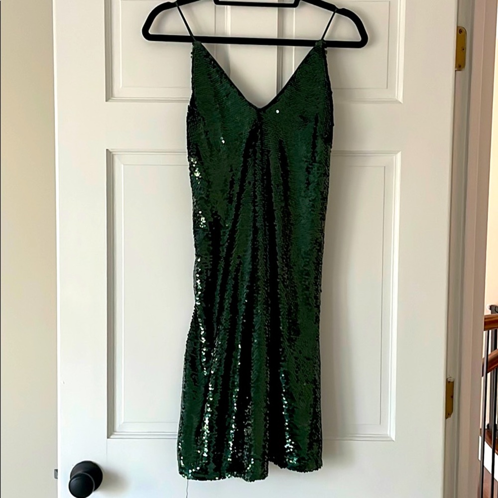 Green sequin dress